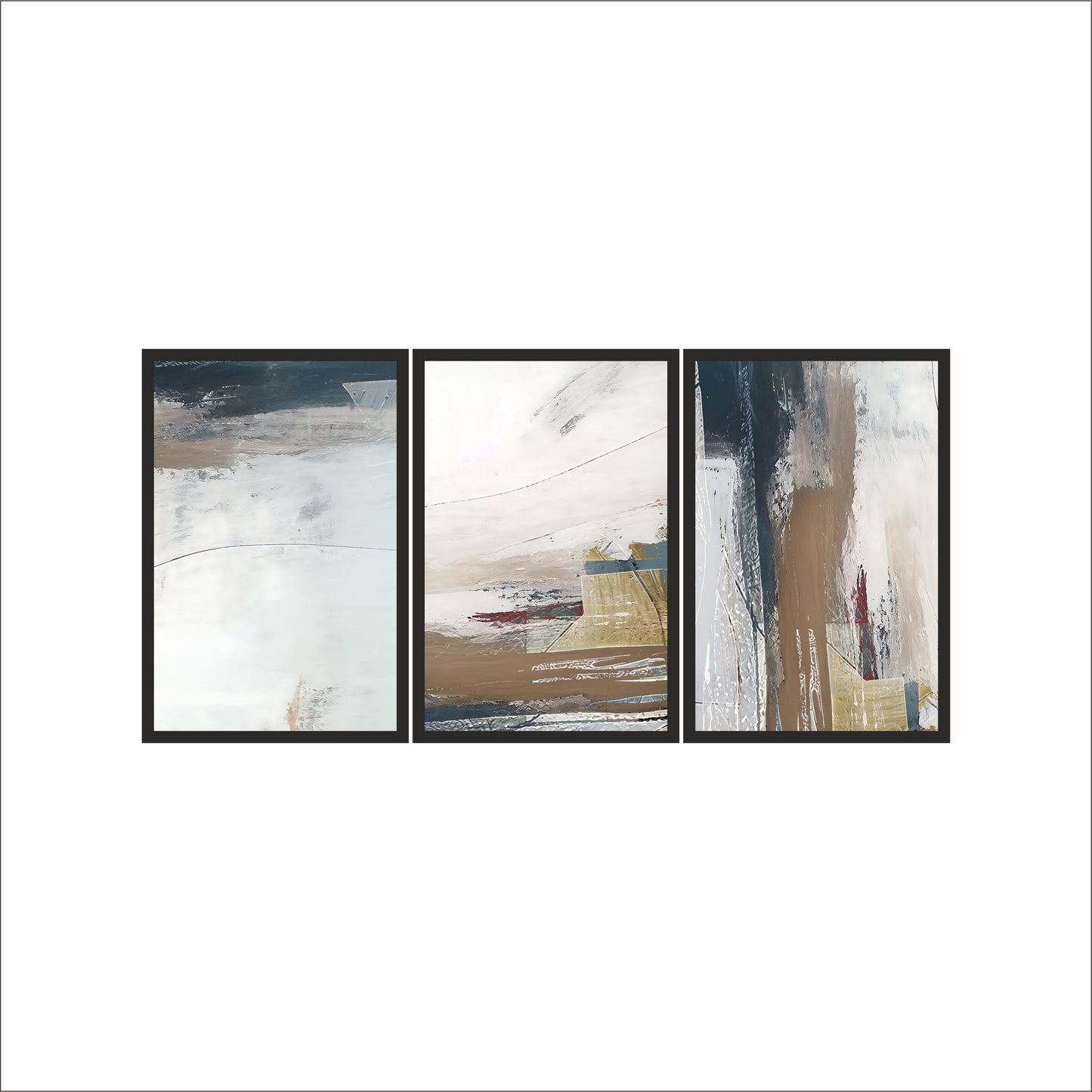 Silent Layers – Neutral Abstract Trio Art Frame 🎨✨