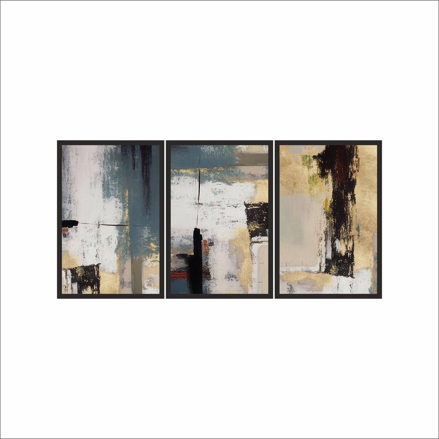 Gilded Motion – Modern Abstract Trio Art Frame 🎨✨