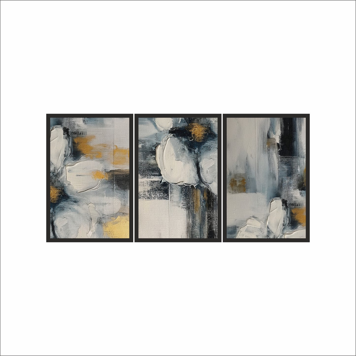 Soft Depth – Textured Abstract Trio Art Frame 🎨✨