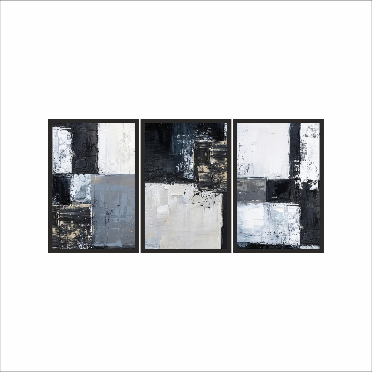 Monochrome Force – Modern Abstract Trio Art Frame 🎨✨