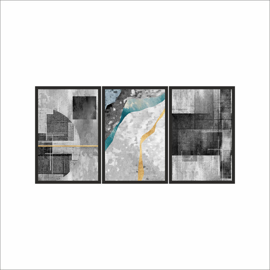 Muted Flow – Contemporary Abstract Trio Art Frame 🎨✨