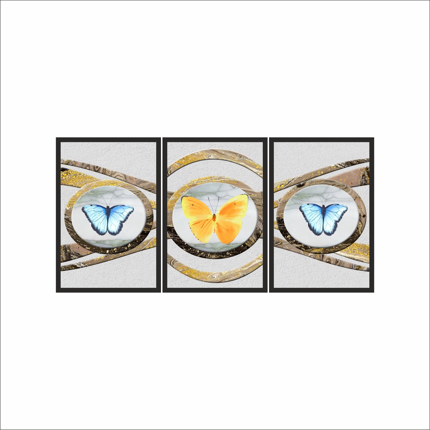 Ethereal Wings – Elegant Butterfly Trio Art Frame 🦋✨