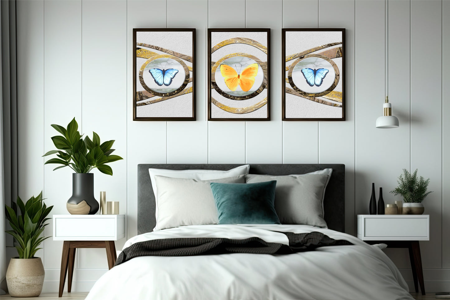 Ethereal Wings – Elegant Butterfly Trio Art Frame 🦋✨
