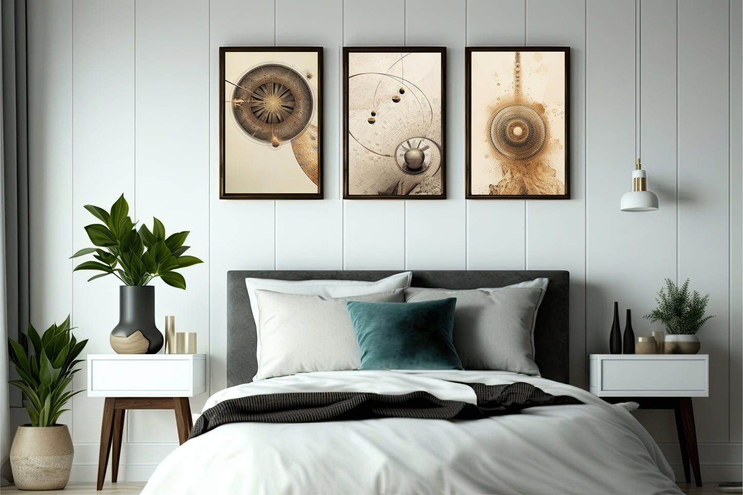 Celestial Mechanics – Abstract Cosmic Trio Art Frame ✨🪐