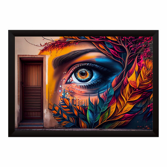 Abstract Eye & Botanical Wall Art | Vibrant Street Art Inspired Artwork