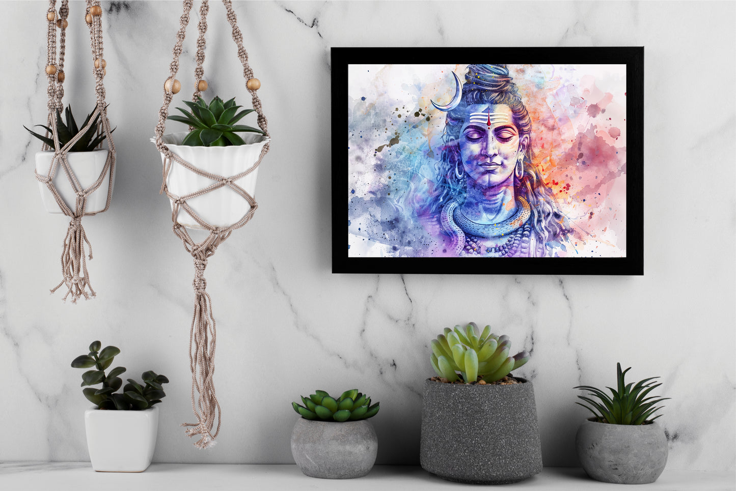 Cosmic Serenity – Lord Shiva Watercolor Art Frame 🕉️✨
