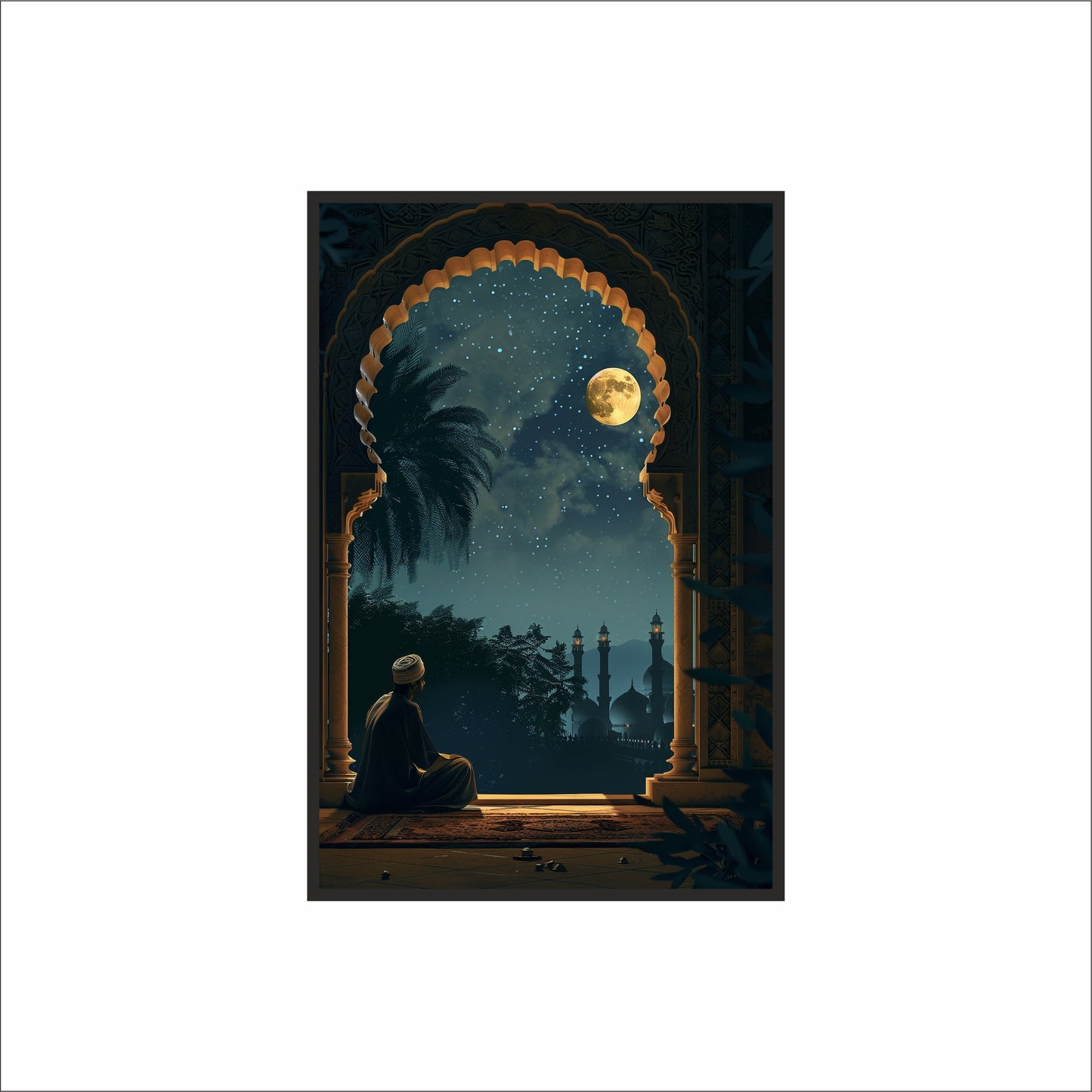 Moonlit Devotion – Night Prayer Art Frame 🌙🕌