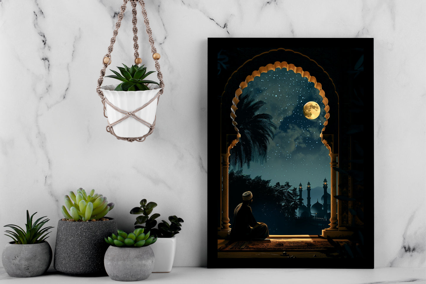 Moonlit Devotion – Night Prayer Art Frame 🌙🕌