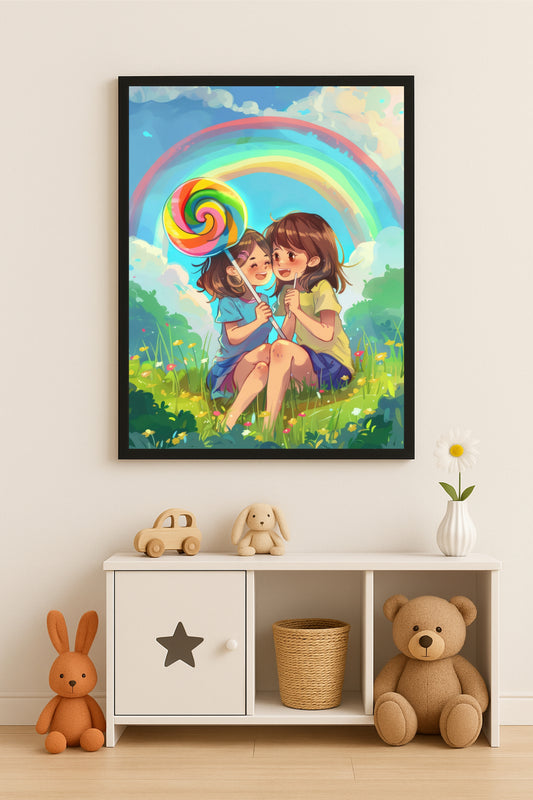 Rainbow Giggles – Childhood Joy Art Frame 🌈🍭