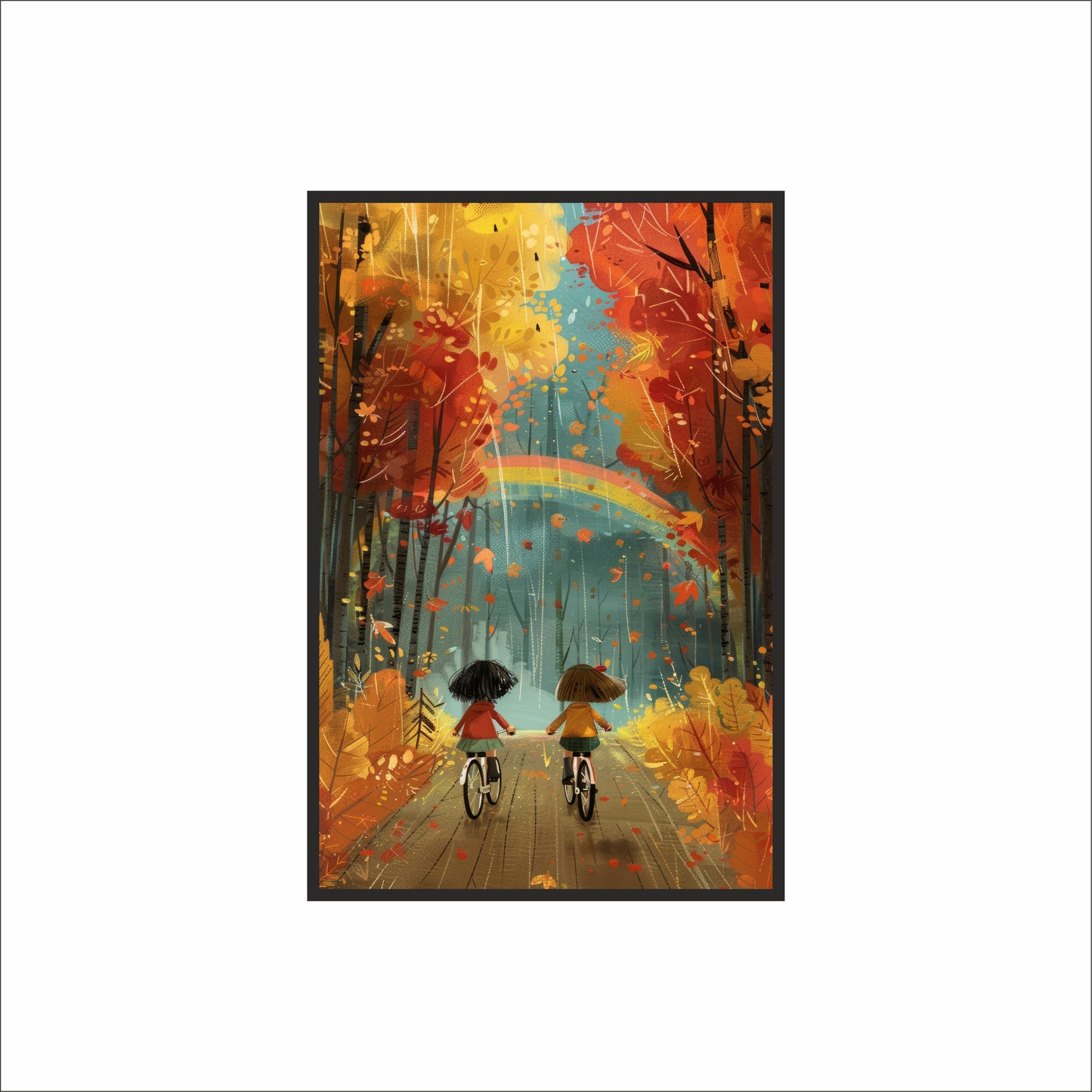 Autumn Ride – Childhood Friendship Art Frame 🍂🚲