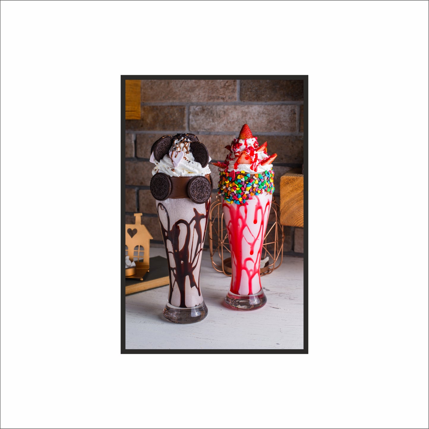 Indulgence Duo – Gourmet Milkshake Art Frame 🍫🍓