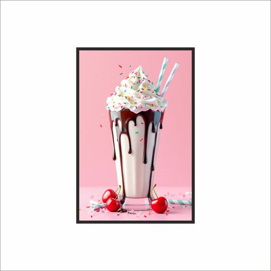 Cherry Drip Delight – Milkshake Art Frame 🍒🥤