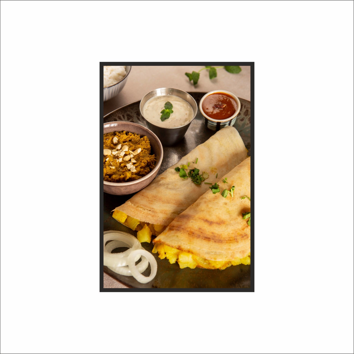 Golden Dosa Feast – South Indian Food Art Frame 🥞🍛