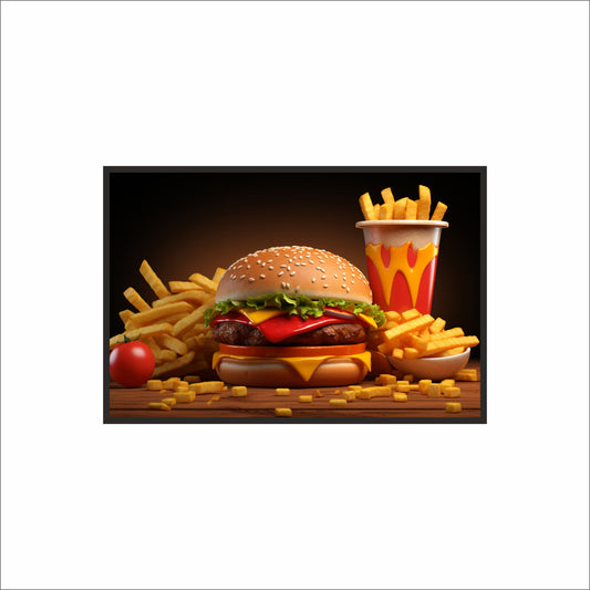 Classic Burger Feast – Fast Food Art Frame 🍔🍟