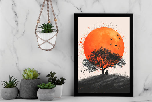 Solitude at Sunset – Minimal Nature Art Frame 🌅🌳