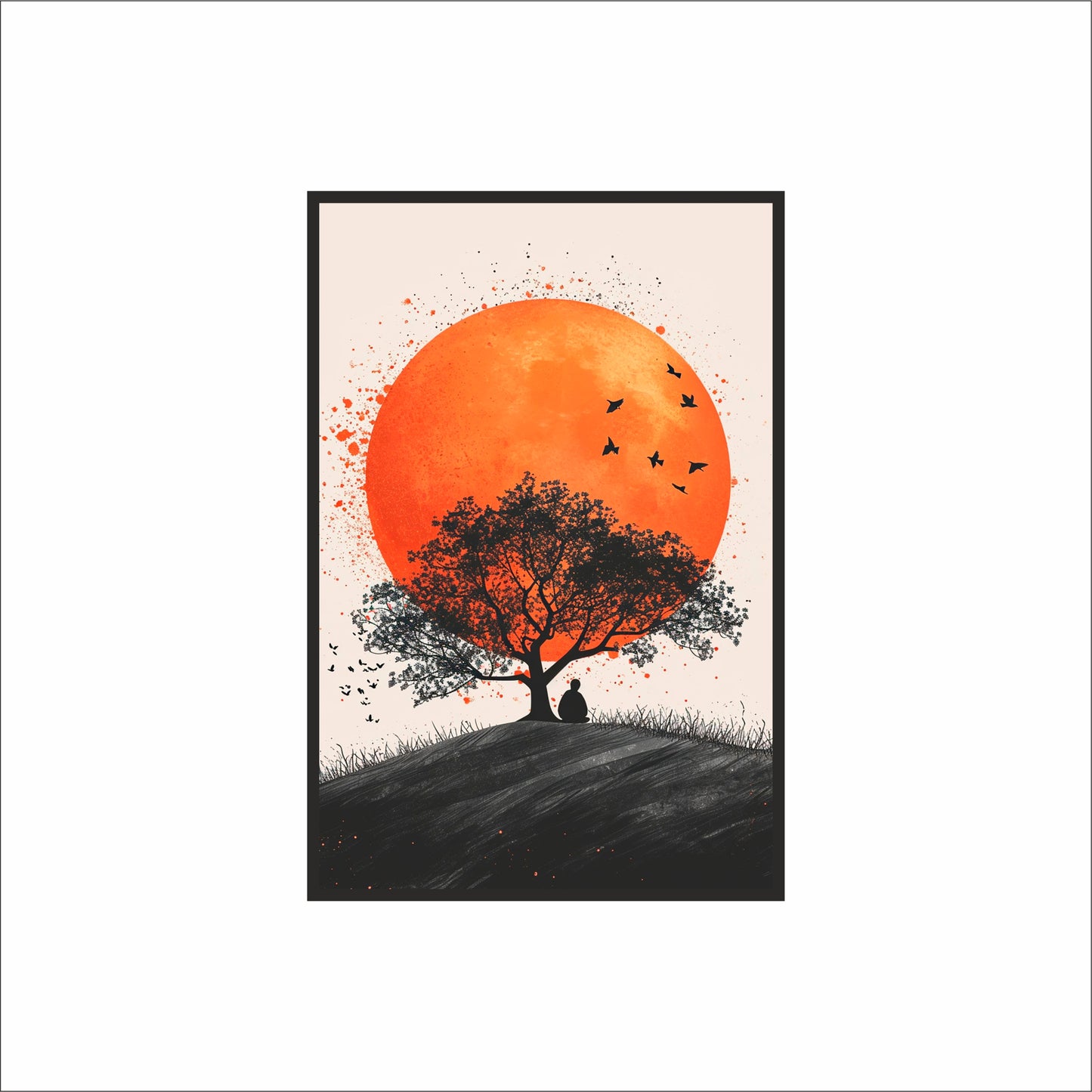 Solitude at Sunset – Minimal Nature Art Frame 🌅🌳