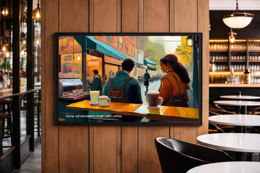 Some Conversations Begin With Coffee – Urban Café Art Frame
