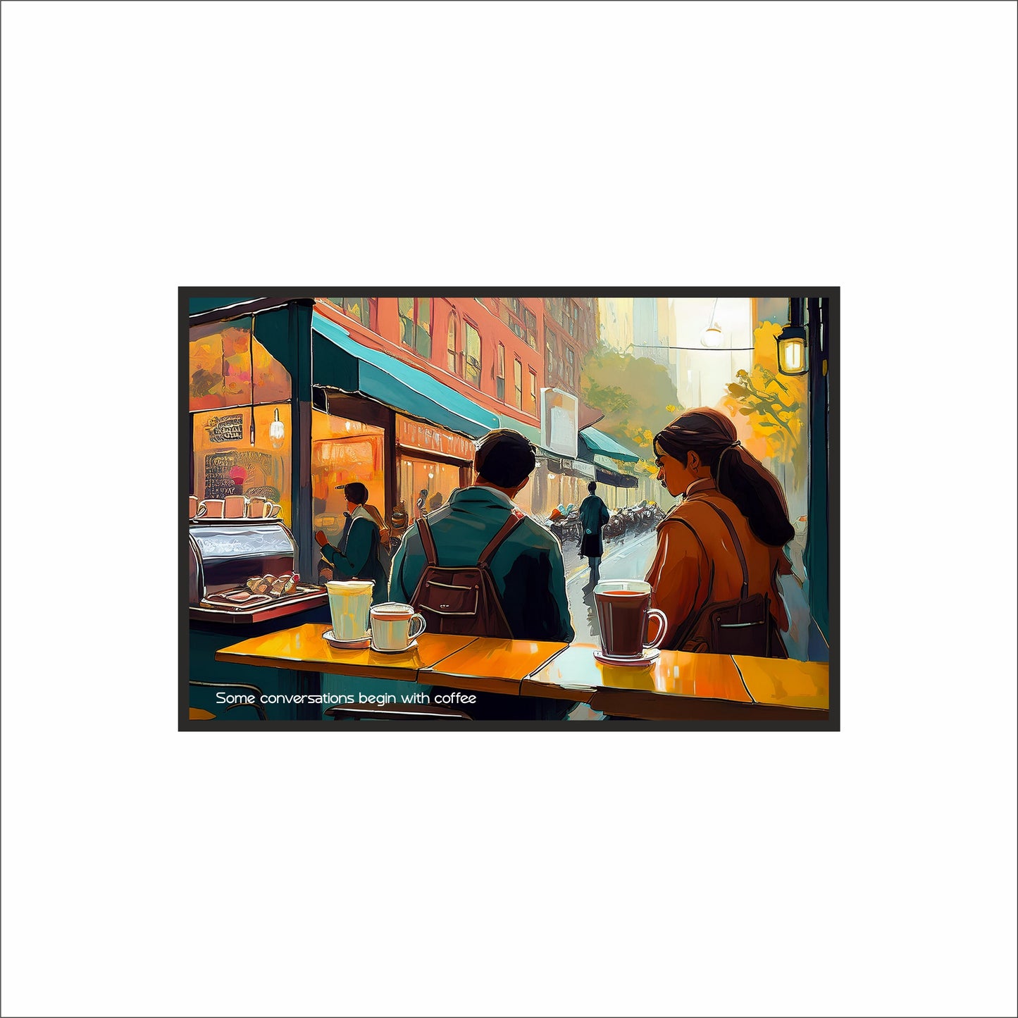 Some Conversations Begin With Coffee – Urban Café Art Frame