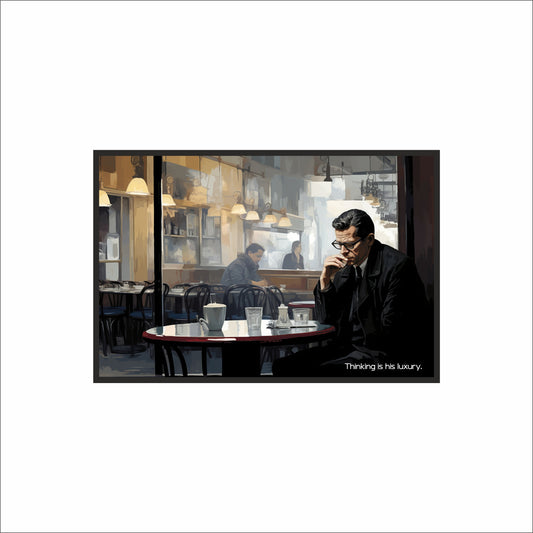 Thinking Is His Luxury – Classic Café Contemplation Art Frame
