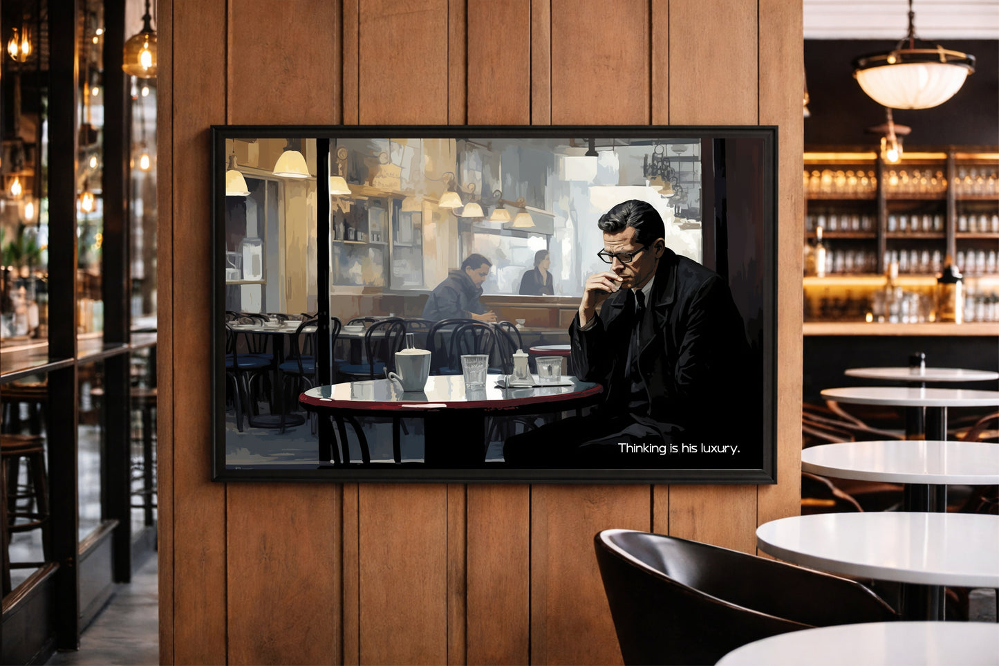 Thinking Is His Luxury – Classic Café Contemplation Art Frame