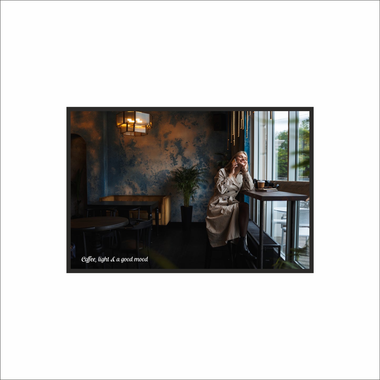 Coffee, Light & A Good Mood – Modern Café Lifestyle Art Frame