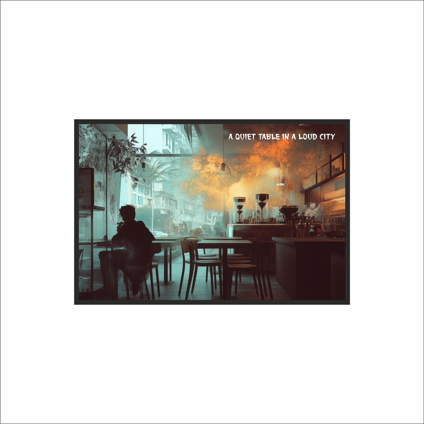 A Quiet Table in a Loud City Wall Art Photo Frame – Urban Café Mood Art Frame
