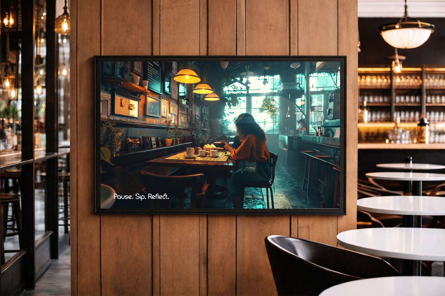 Pause. Sip. Reflect. – Cozy Café Mood Wall Art