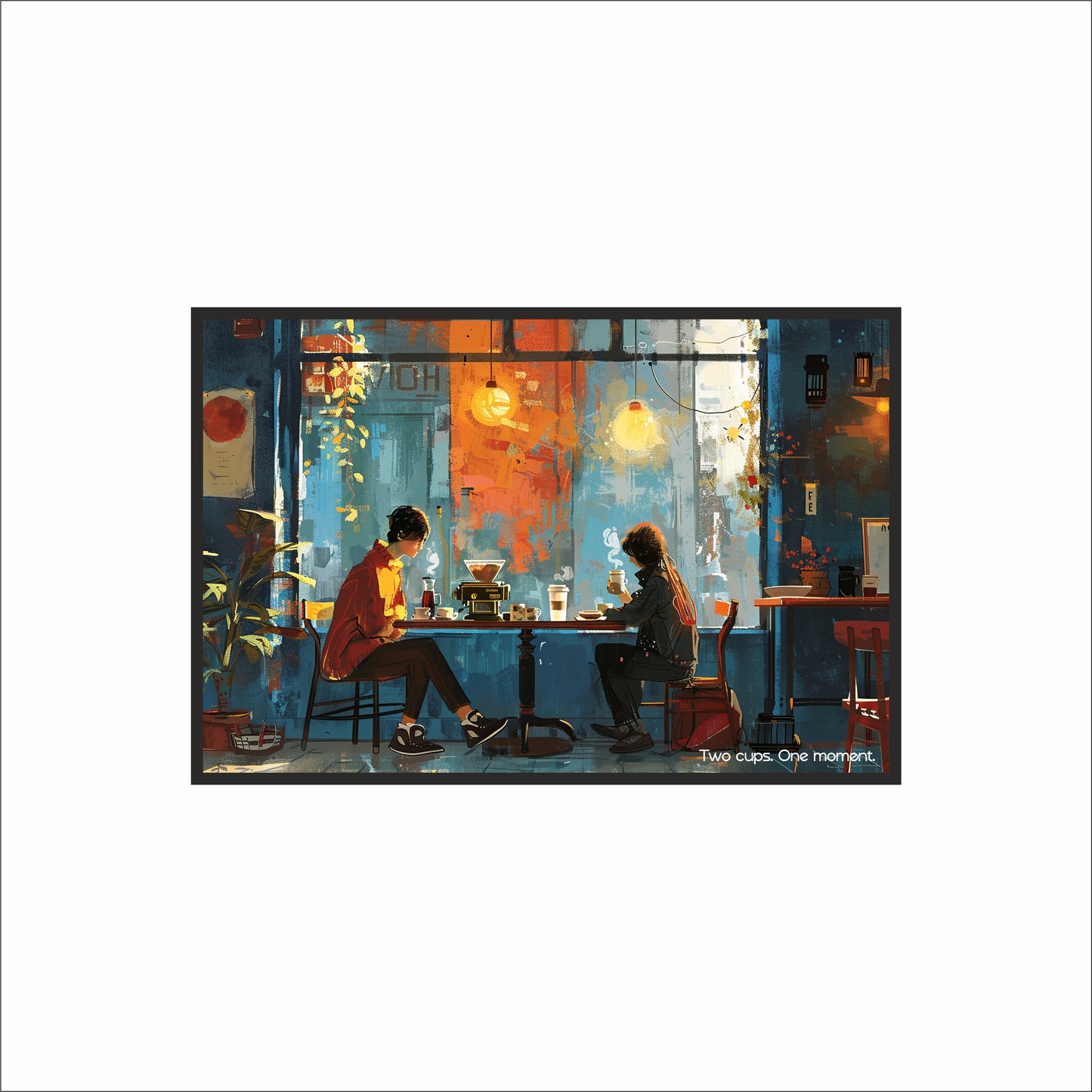 Two Cups, One Moment – Cozy Café Wall Art ☕✨