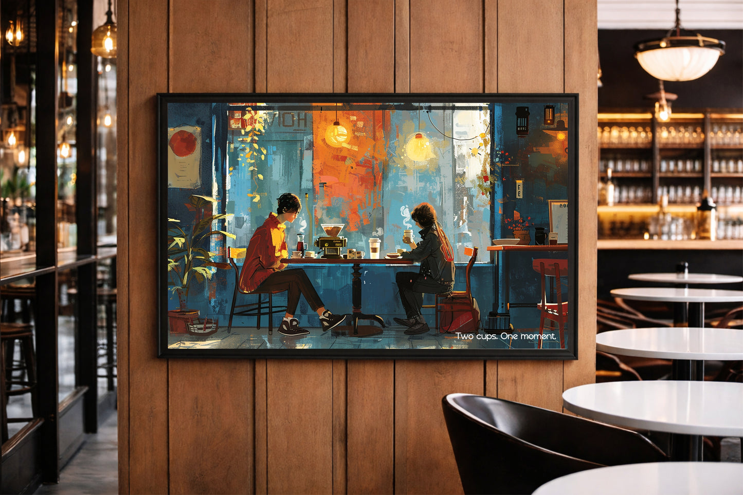 Two Cups, One Moment – Cozy Café Wall Art ☕✨