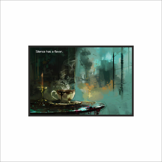 Silence Has a Flavor – Moody Coffee Wall Art ☕🌫️