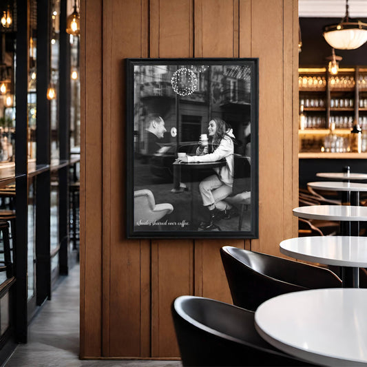 Smiles Shared Over Coffee – Café Moments Wall Art ☕🤍