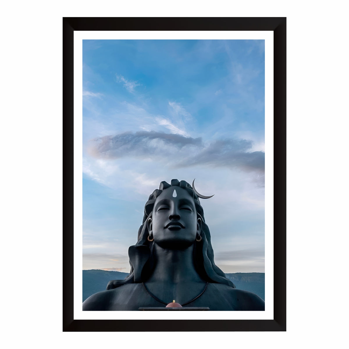 Adiyogi Shiva Wall Art | Lord Shiva Meditation Statue Painting | Mahadev Spiritual Wall Decor | Premium HD Framed Artwork