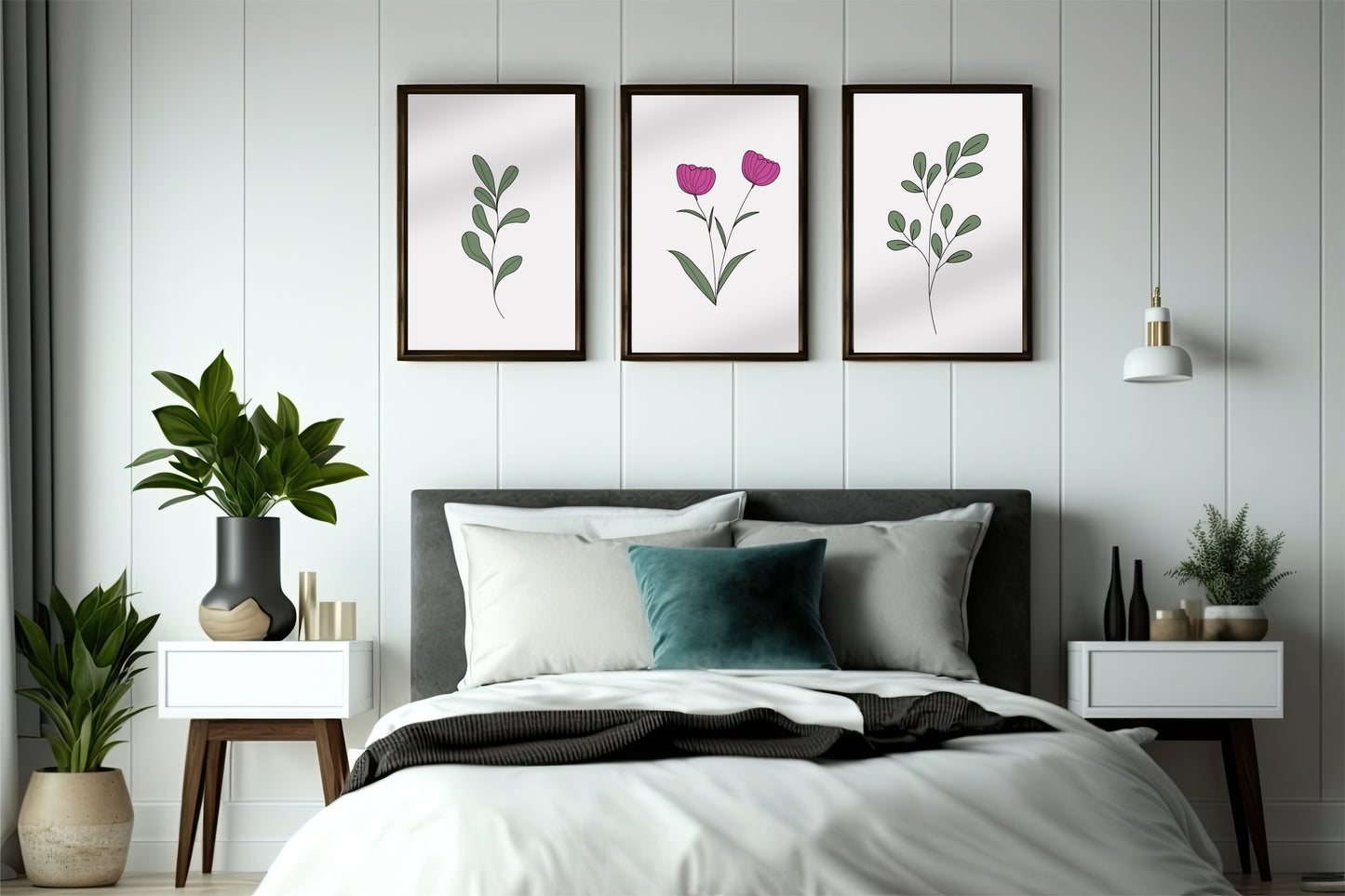 Minimal Botanical Trio Wall Frame Set – Bloom & Balance 🌿✨
