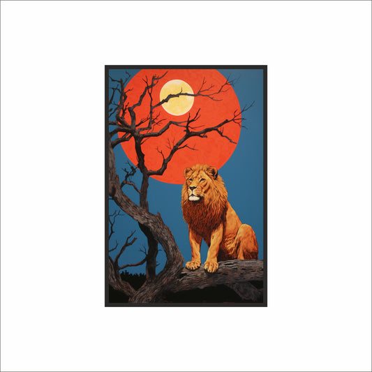 The Silent King – Strength & Solitude Wall Art 🦁🌕