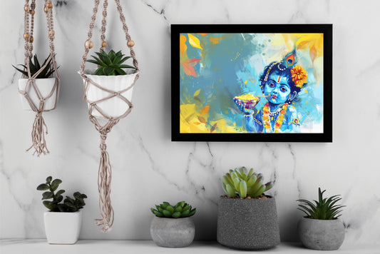 Little Kanha – Innocence of the Divine Wall Art 🦚💛