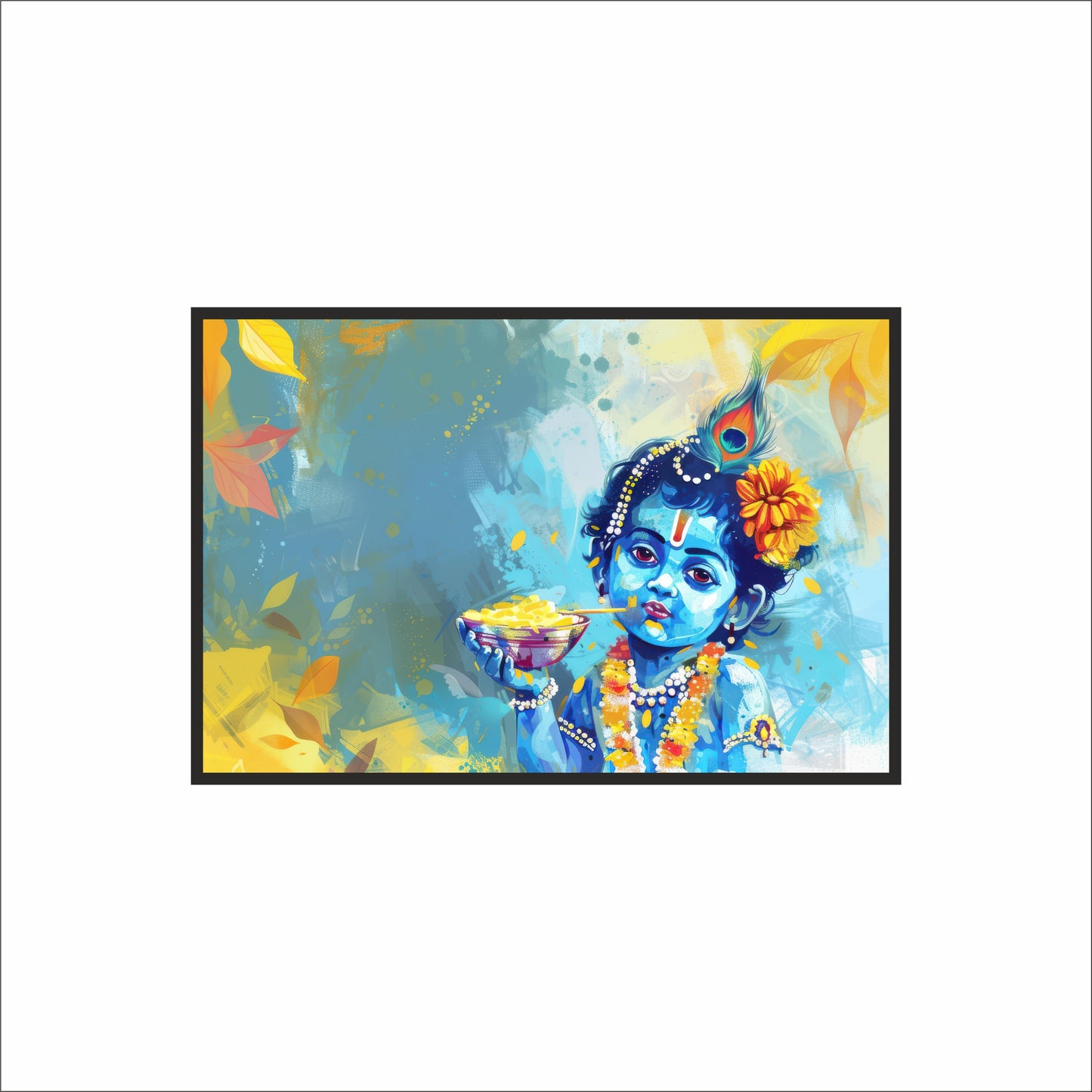 Little Kanha – Innocence of the Divine Wall Art 🦚💛
