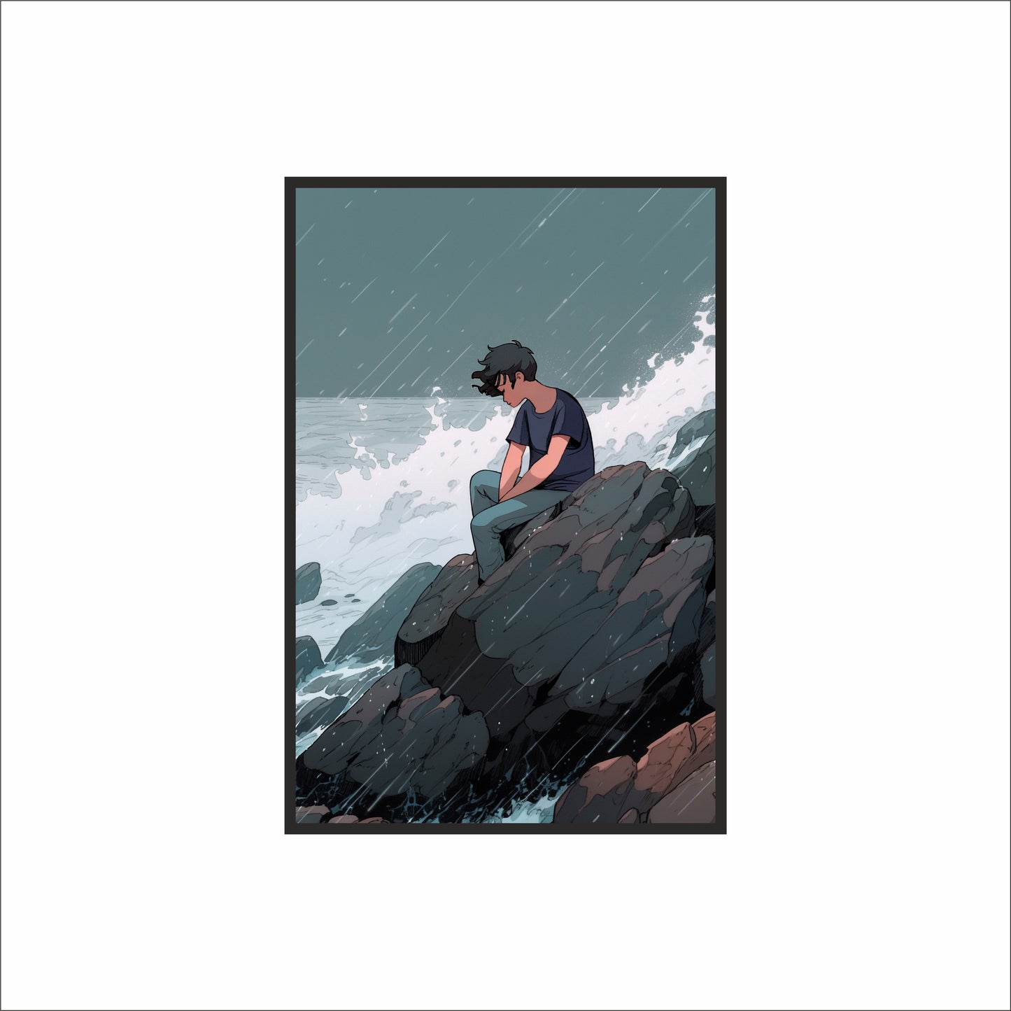Alone with the Waves Wall Art Photo Frame – Quiet Strength Wall Art