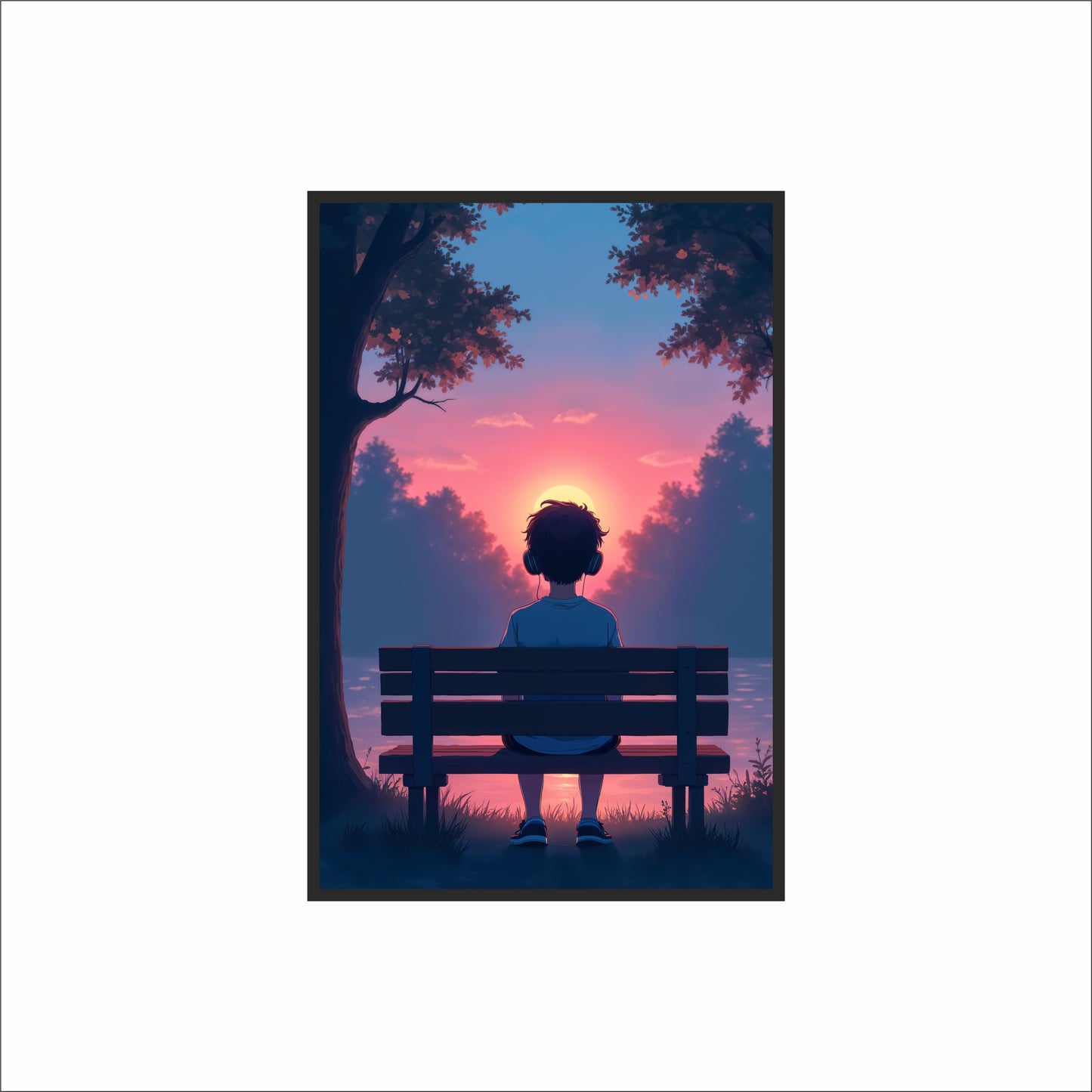 Lost in the Moment – Sunset Silence Wall Art 🌅🎧