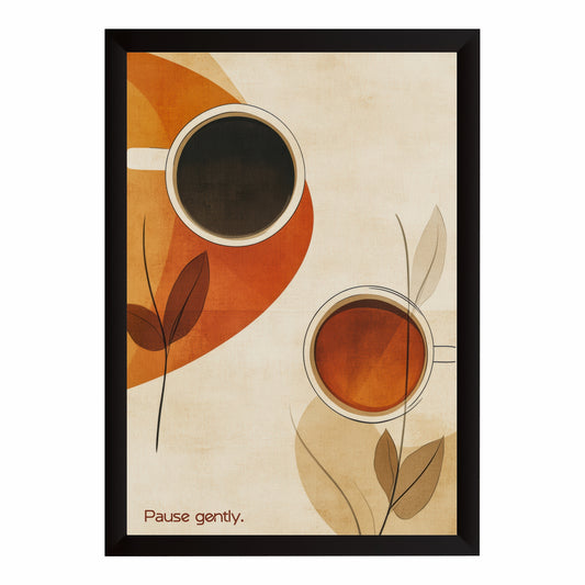Pause Gently Wall Art | Minimalist Coffee Canvas Print | Modern Kitchen & Café Decor