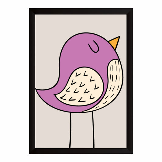 Cute Purple Bird Wall Art | Minimalist Nursery Animal Print