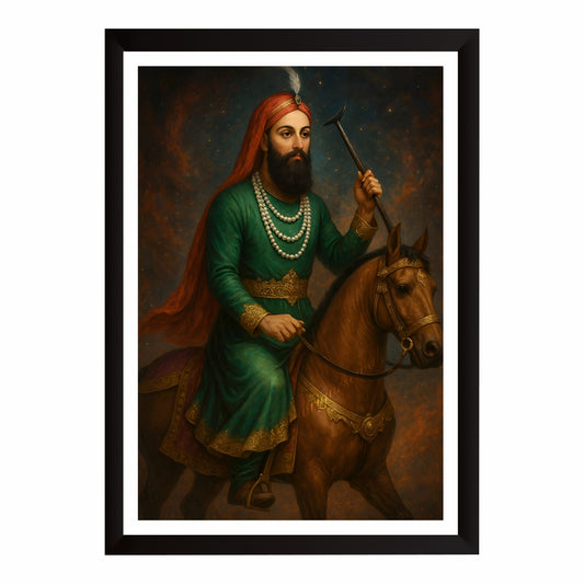 Sakhi Sarwar Wall Art | Lakh Data Peer Devotional Islamic Artwork | Sufi Saint on Horse Painting | Spiritual Home Wall Decor (Copy)