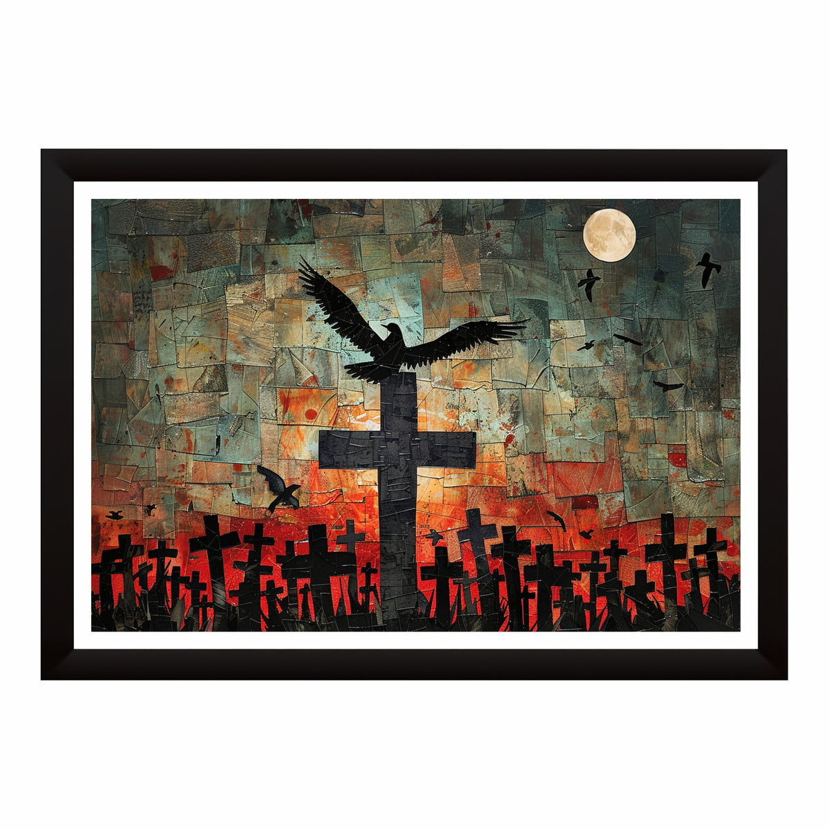 Good Friday Cross Wall Art | Contemporary Christian Cross Canvas Print | Modern Religious Collage Artwork | Faith & Christian Home Decor