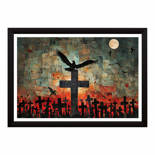 Good Friday Cross Wall Art | Contemporary Christian Cross Canvas Print | Modern Religious Collage Artwork | Faith & Christian Home Decor