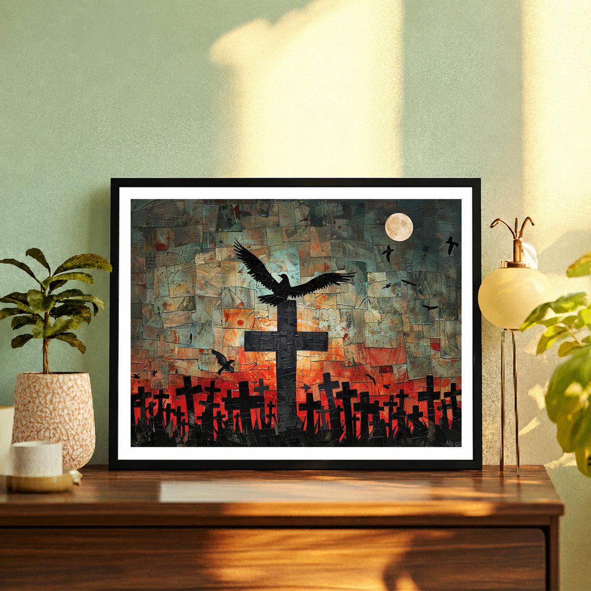 Good Friday Cross Wall Art | Contemporary Christian Cross Canvas Print | Modern Religious Collage Artwork | Faith & Christian Home Decor
