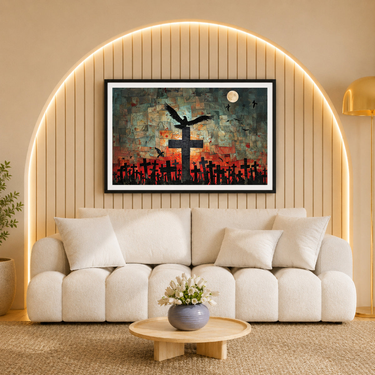 Good Friday Cross Wall Art | Contemporary Christian Cross Canvas Print | Modern Religious Collage Artwork | Faith & Christian Home Decor