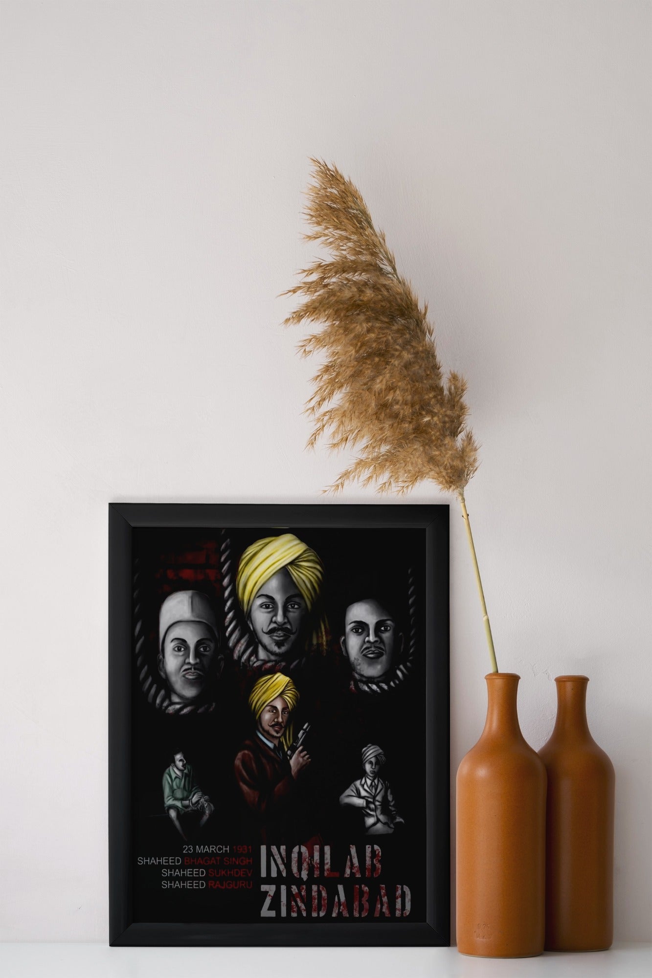Shaheed Bhagat Singh, Rajguru & Sukhdev Motivational Wall Frame – A Tribute to the Martyrs of India