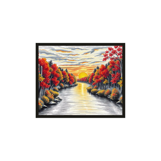 Hills River Sunset Wall Frame – A Breathtaking Blend of Nature’s Beauty