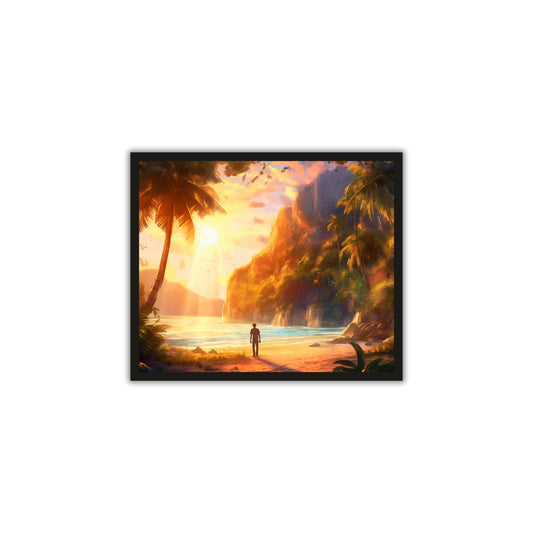 Alone Boy at Sunset – Serene Nature Wall Frame