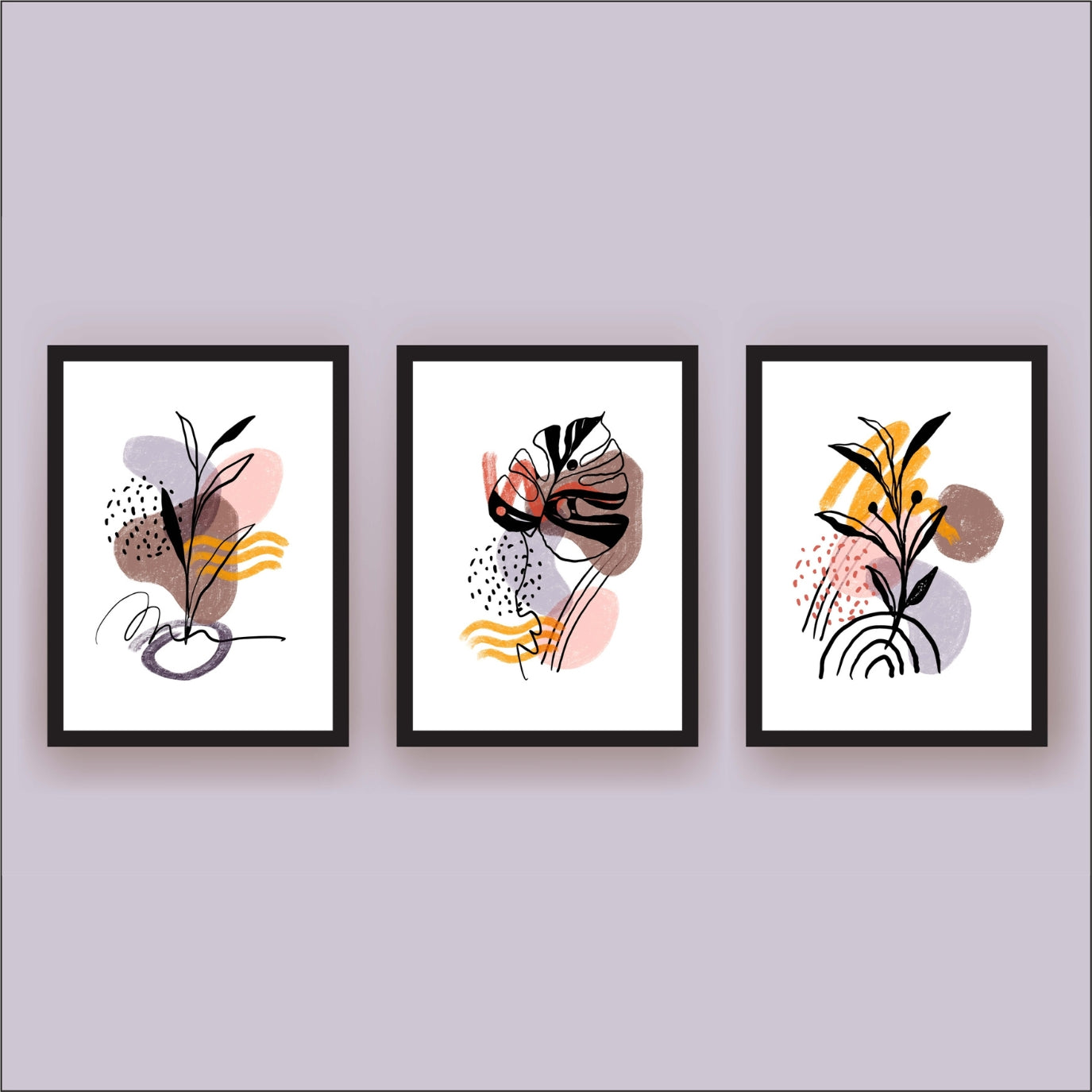 Abstract Botanical Line Art Wall Frame Set – Modern Minimal Aesthetic Decor 🌸✨