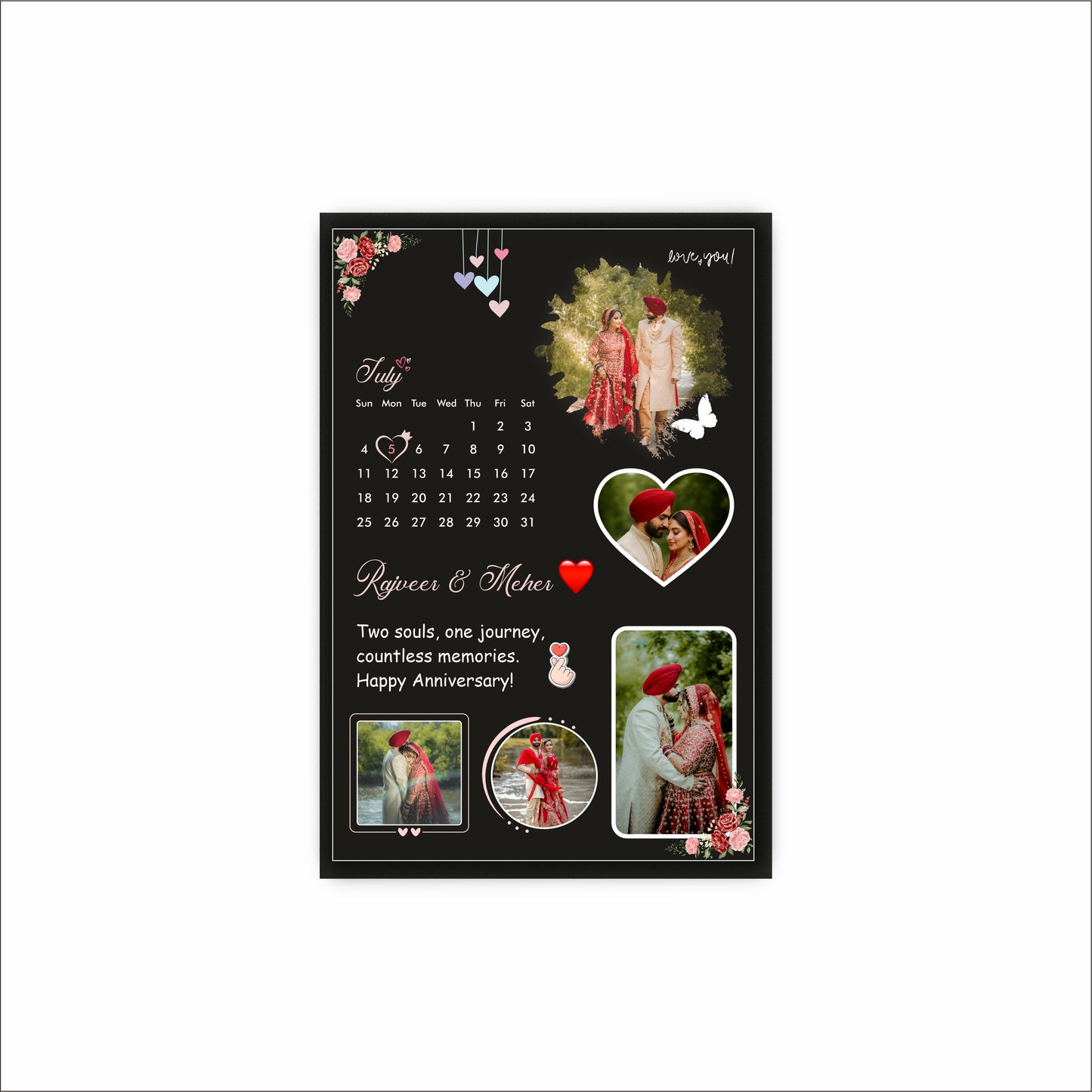 Personalized Anniversary Collage Frame – A Celebration of Eternal Love!